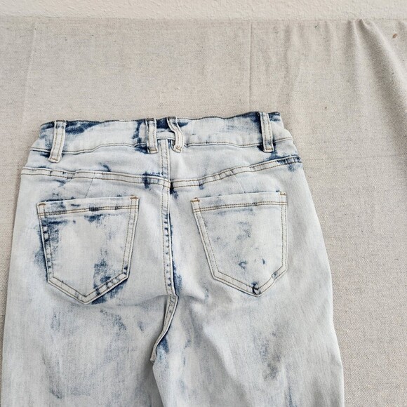 Luxe Moda Jeans Women 6 Blue Denim Acid Wash Straight Mid Rise Split Ankle 25x28 - Picture 12 of 15